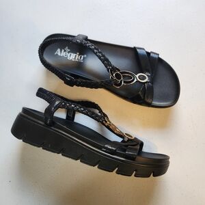 Alegria PG Lite Shoes ROZ Black ROZ-101 Size 39 9 Open Toe Wedge Sandals